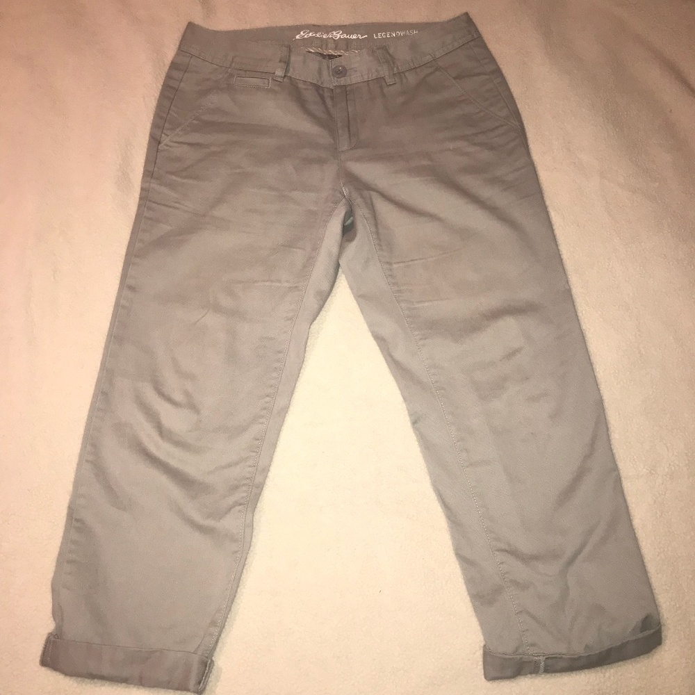 Eddie Bauer Gray Legend Wash Boyfriend Crop Pants